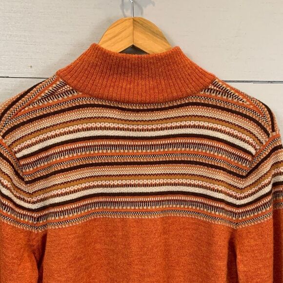 100% baby Alpaca orange Henley zip long sleeved orange fall sweater - Picture 8 of 9